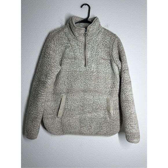 Thread & Supply Women’s Sherpa 1/4 Zip Sweater Pullover Gray Beige Size XS - Picture 1 of 11